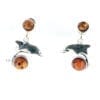 Round Shape Cognac amber Dangling Dolphin Earrings