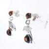 Round Shape Cognac amber Dangling Dolphin Earrings - Image 2