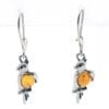 Oval Shape Cognac amber Dangling Parrot Earrings