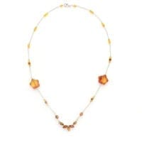 Beautiful Multi-Color Amber Set In Sterling Silver Necklace