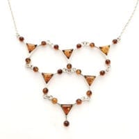 Cognac Amber Set In Sterling Silver Necklace