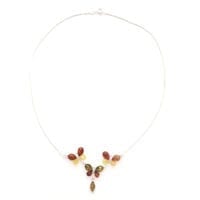 Multi-Color Amber Set In Sterling Silver Elegant Butterfly Necklace