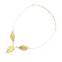 3-Stone Butterscotch Amber Set In Sterling Silver Necklace