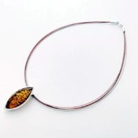 Hand-Crafted Marquise Shape Cognac Amber Necklace