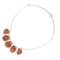5-Stone Hand-crafted Cognac Amber In Sterling Silver Necklace