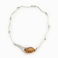 Hand-Crafted Green Amber Set In Sterling Silver Necklace