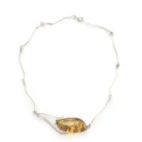 Hand-Crafted Green Amber Set In Sterling Silver Necklace