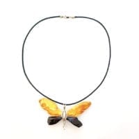One Of A Kind Cherry & Butterscotch Amber Butterfly Necklace
