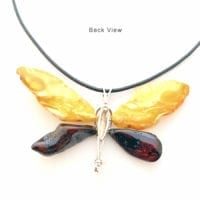 One Of A Kind Cherry & Butterscotch Amber Butterfly Necklace