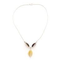 Hand-Crafted Multi-Color Amber Set In Sterling Silver Elegant Design Necklace
