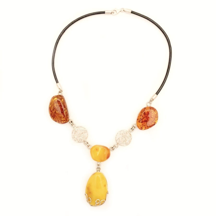 Beautiful Cognac and Butterscotch Baltic Amber Statement Necklace