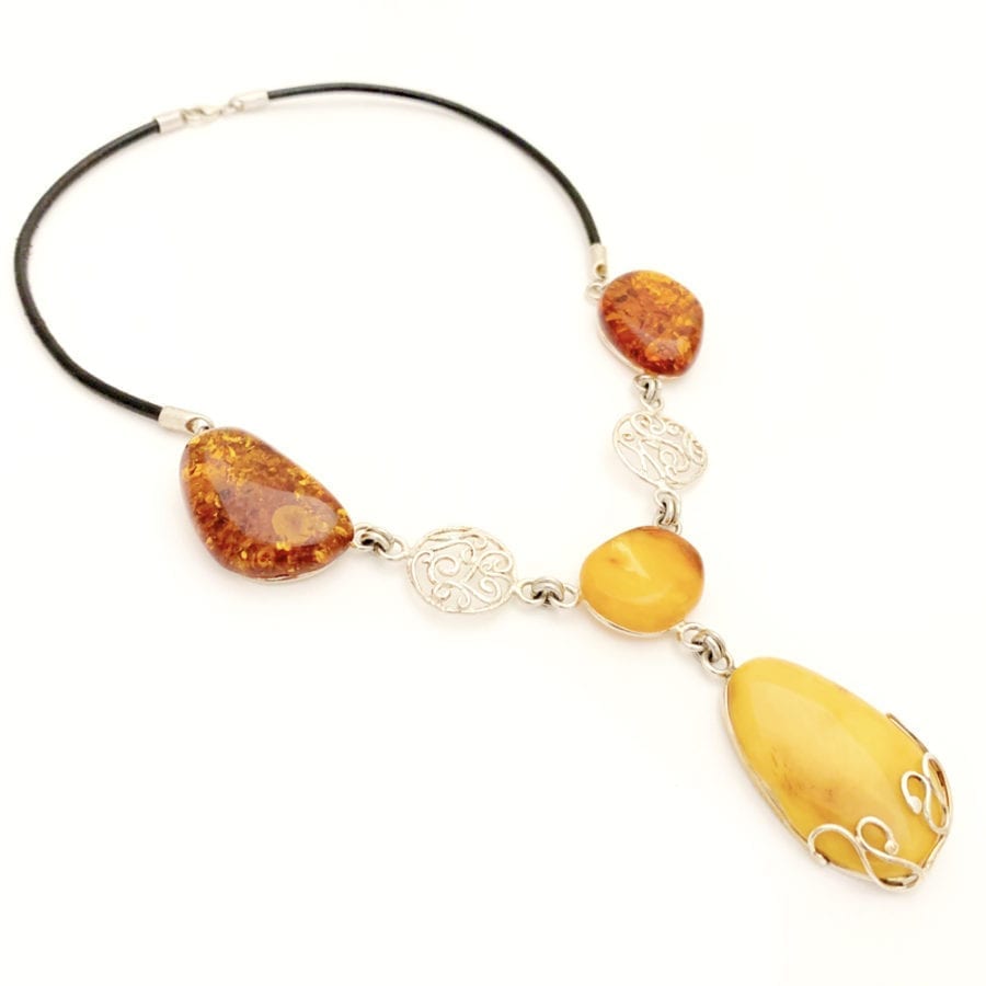 Beautiful Cognac and Butterscotch Baltic Amber Statement Necklace - Image 3