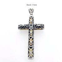 6-Stone Multi-Color Amber Set In Sterling Silver Cross Pendant