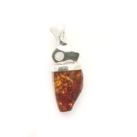 Hand-Crafted Cognac Amber Set In Sterling Silver Pendant