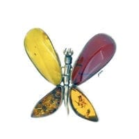 4-Stone Hand-Crafted Multi-Color Amber Set In Sterling Silver Pin & Pendant