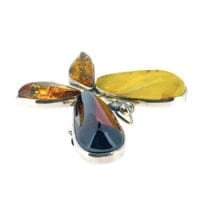 4-Stone Hand-Crafted Multi-Color Amber Set In Sterling Silver Pin & Pendant