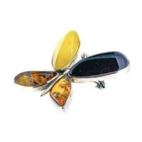 4-Stone Hand-Crafted Multi-Color Amber Set In Sterling Silver Pin & Pendant