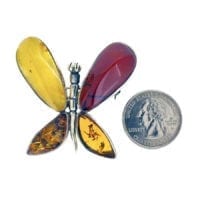 4-Stone Hand-Crafted Multi-Color Amber Set In Sterling Silver Pin & Pendant