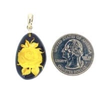 Hand-Crafted Natural Amber Cameo Set In Sterling Silver Pendant