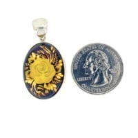 Hand-Crafted Natural Amber Cameo Set In Sterling Silver Pendant