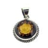 Hand-Crafted Natural Amber Cameo Set In Sterling Silver Pendant - Image 2