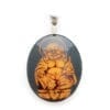 Hand-Crafted Natural Amber Maitreya Cameo Set In Sterling Silver Pendant
