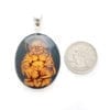Hand-Crafted Natural Amber Maitreya Cameo Set In Sterling Silver Pendant - Image 3