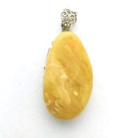 Hand-Crafted Butterscotch Amber Set In Sterling Silver Pendant