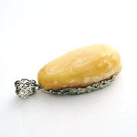 Hand-Crafted Butterscotch Amber Set In Sterling Silver Pendant