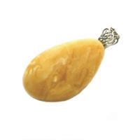 Hand-Crafted Butterscotch Amber Set In Sterling Silver Pendant