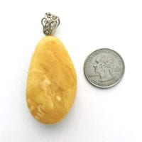 Hand-Crafted Butterscotch Amber Set In Sterling Silver Pendant