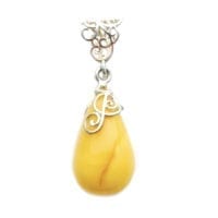 Hand-Crafted Butterscotch Amber Set In Sterling Silver Pendant