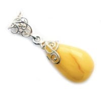 Hand-Crafted Butterscotch Amber Set In Sterling Silver Pendant