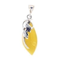 Hand-Crafted Butterscotch Amber Set In Sterling Silver Pendant