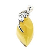 Hand-Crafted Butterscotch Amber Set In Sterling Silver Pendant
