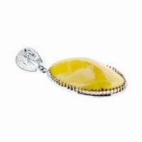 Hand-Crafted Butterscotch Amber Set In Sterling Silver Pendant