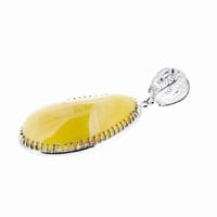 Hand-Crafted Butterscotch Amber Set In Sterling Silver Pendant