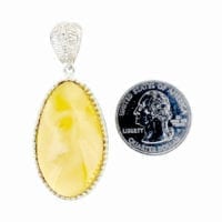 Hand-Crafted Butterscotch Amber Set In Sterling Silver Pendant