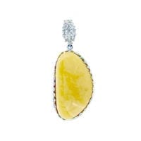 Hand-Crafted Butterscotch Amber Set In Sterling Silver Pendant
