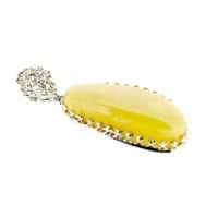 Hand-Crafted Butterscotch Amber Set In Sterling Silver Pendant