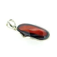 Hand-Crafted Cherry Amber Set In Sterling Silver Pendant