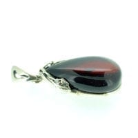 Hand-Crafted Cherry Amber Set In Sterling Silver Pendant