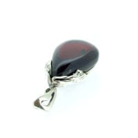 Hand-Crafted Cherry Amber Set In Sterling Silver Pendant