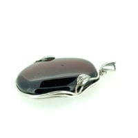 Hand-Crafted Cherry Amber Set In Sterling Silver Pendant