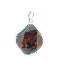 Hand-Crafted Cherry Amber Set In Sterling Silver Pendant
