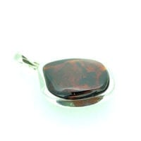 Hand-Crafted Cherry Amber Set In Sterling Silver Pendant