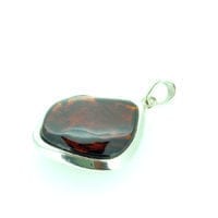 Hand-Crafted Cherry Amber Set In Sterling Silver Pendant
