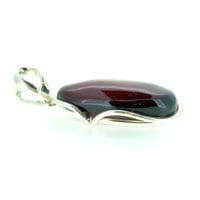 Hand-Crafted Cherry Amber Set In Sterling Silver Pendant