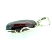 Hand-Crafted Cherry Amber Set In Sterling Silver Pendant