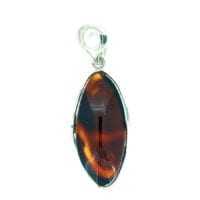 Hand-Crafted Cherry Amber Set In Sterling Silver Pendant